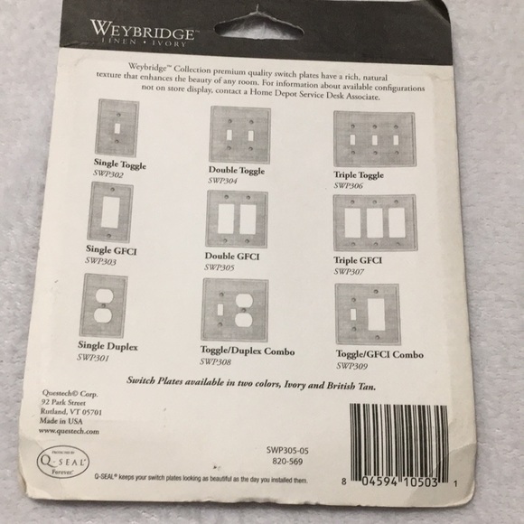 Weybridge collection linen/ivory textured double switch plate cover - Picture 3 of 3